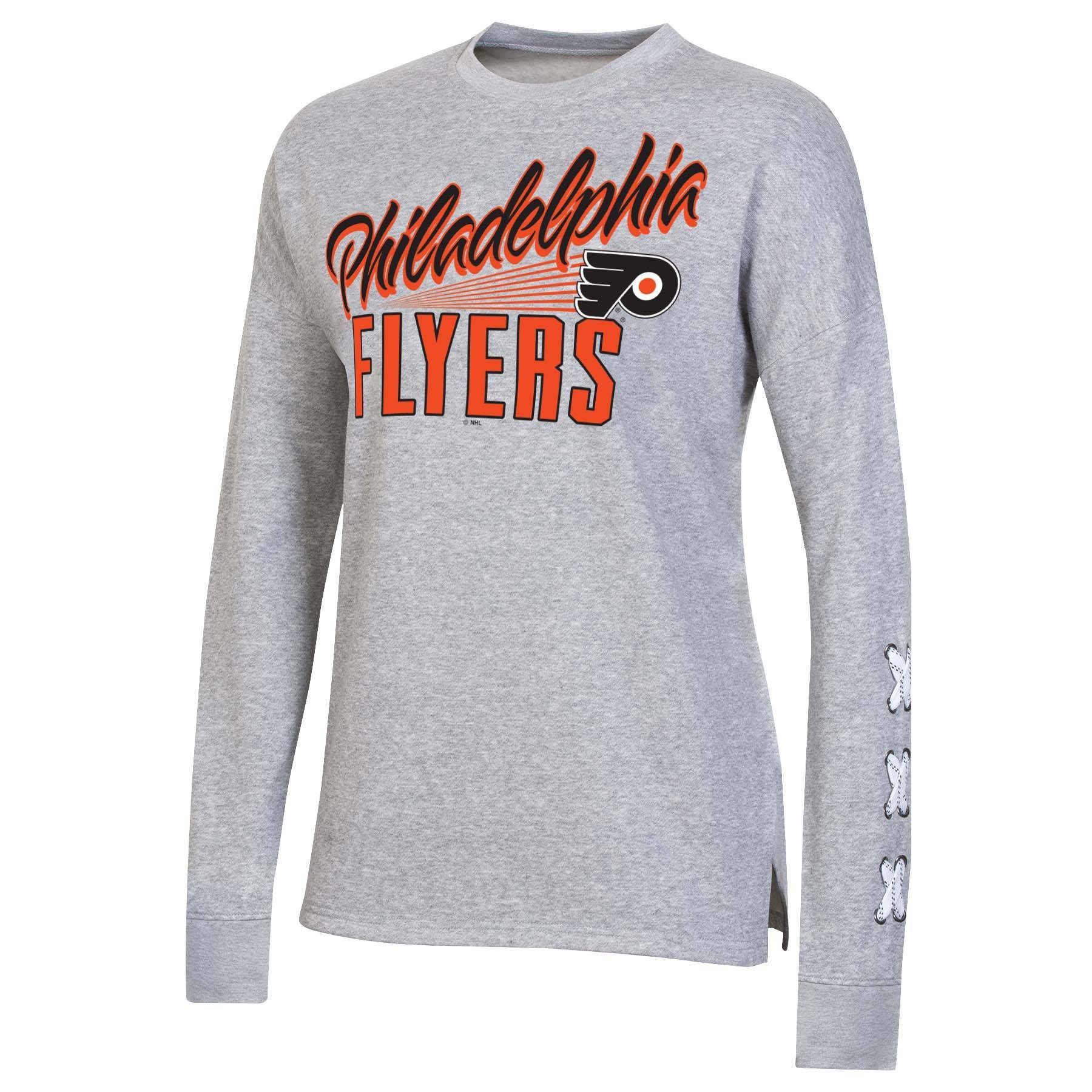 slide 1 of 2, NHL Philadelphia Flyers Women's Netminder Open Neck Fleece Sweatshirt - XL, 1 ct