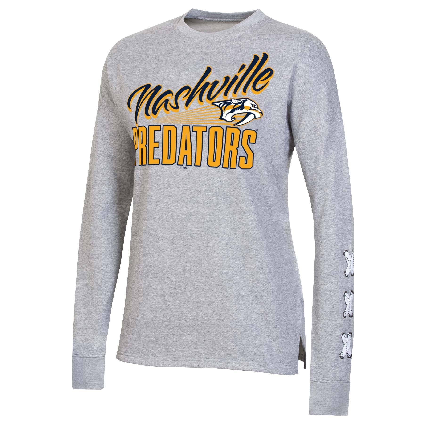 slide 1 of 2, NHL Nashville Predators Women's Netminder Open Neck Fleece Sweatshirt - XL, 1 ct