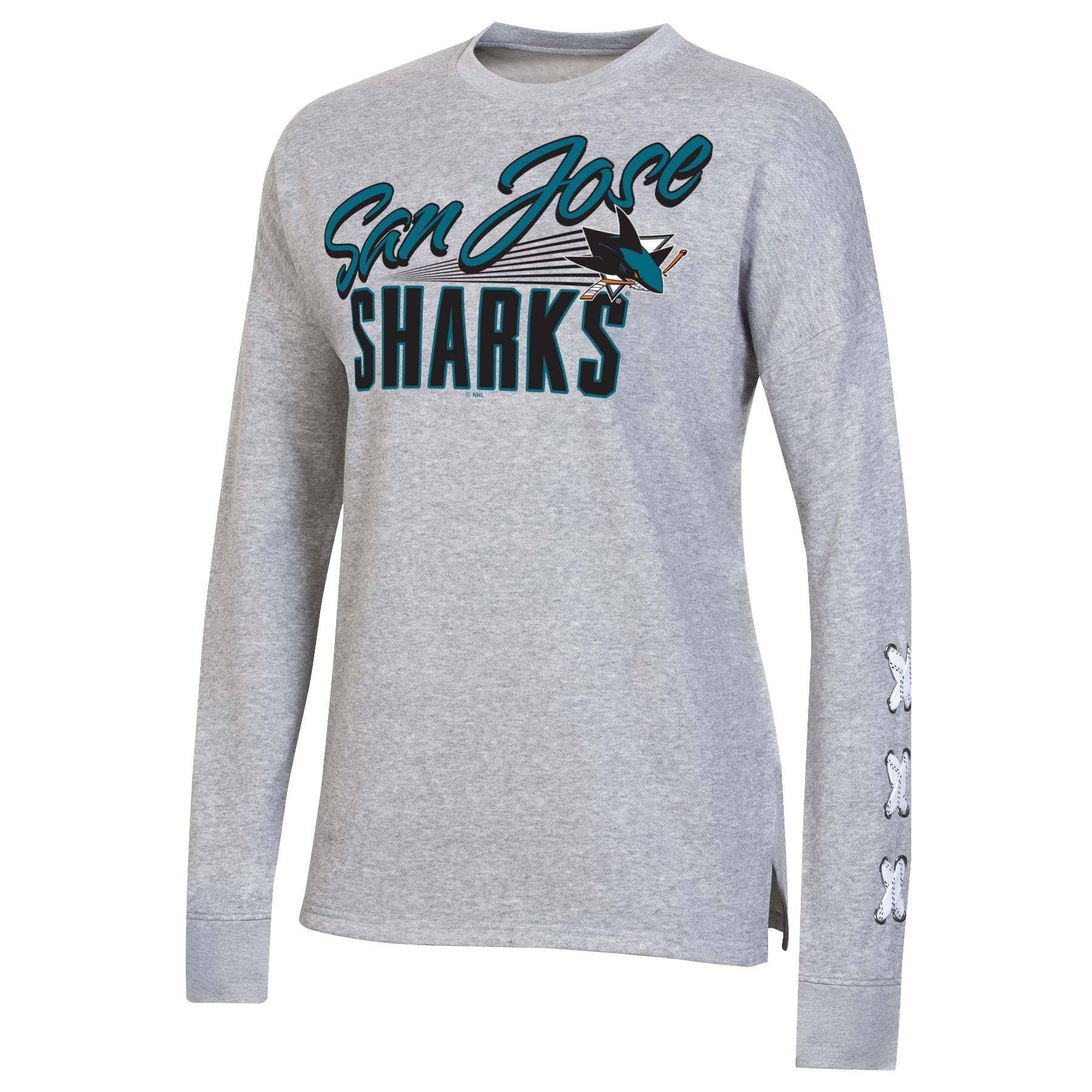 slide 1 of 2, NHL San Jose Sharks Women's Netminder Open Neck Fleece Sweatshirt - XL, 1 ct