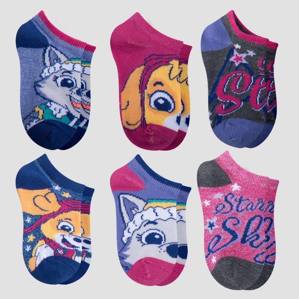 slide 1 of 1, Kids' PAW Patrol 6pk Socks - Purple S/M, 1 ct