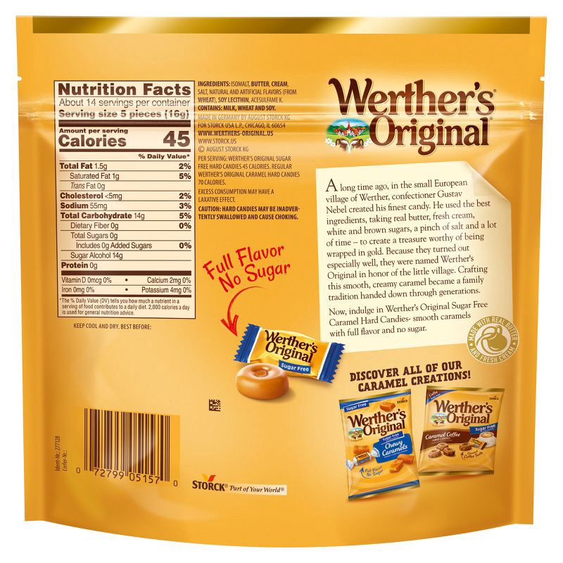 slide 2 of 6, Werther's Original Sugar Free Hard Candy Stand Up Bag – 7.7oz, 7.7 oz