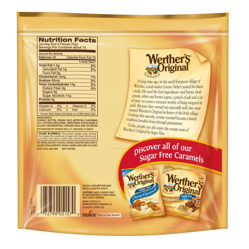 slide 8 of 9, Werther's Original Sugar Free Hard Candy Stand Up Bag – 7.7oz, 7.7 oz