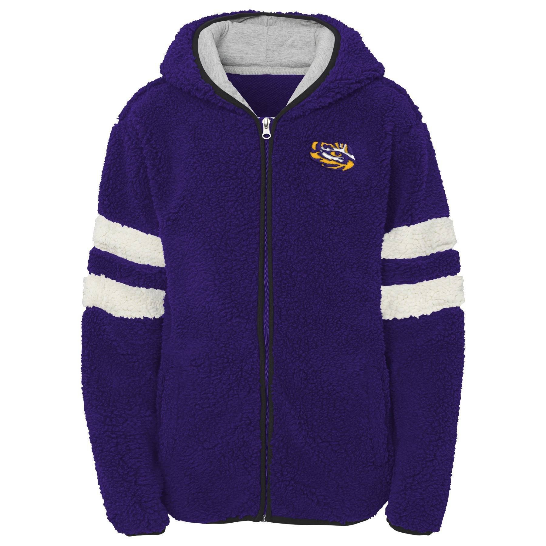 slide 1 of 1, NCAA LSU Tigers Girls' Zip-Up Sherpa Hoodie - XL, 1 ct