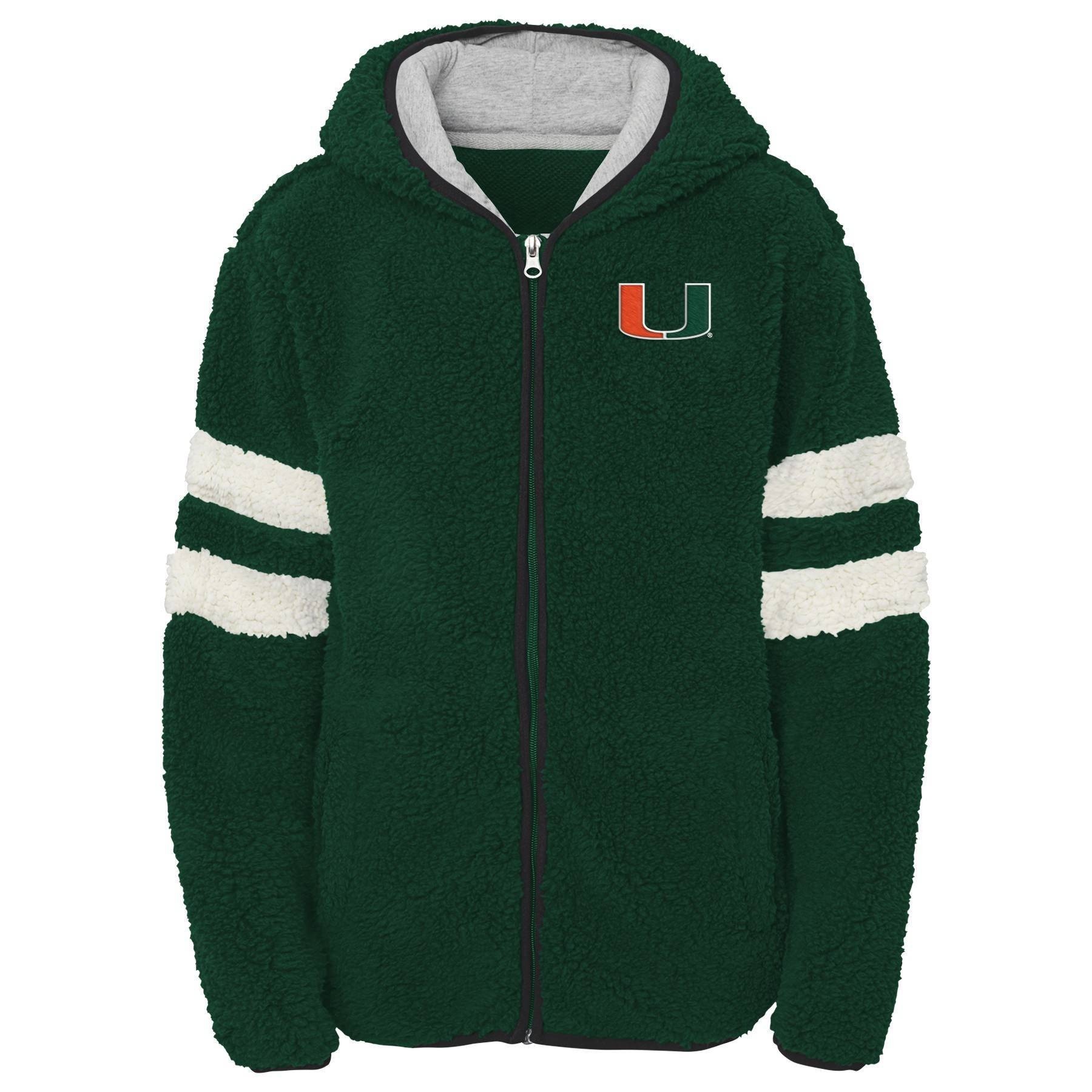 slide 1 of 1, NCAA Miami Hurricanes Girls' Zip-Up Sherpa Hoodie - XL, 1 ct