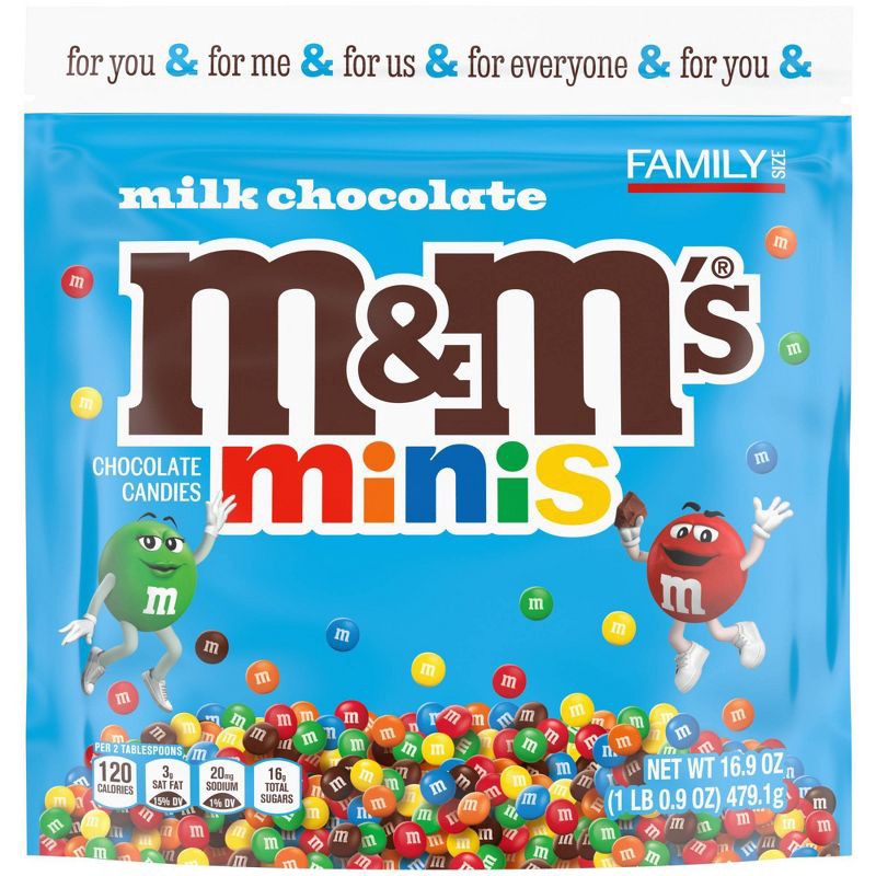 slide 2 of 8, M&M's Milk Chocolate Minis Candy - Family Size Candy Bag 16.9oz, 16.9 oz