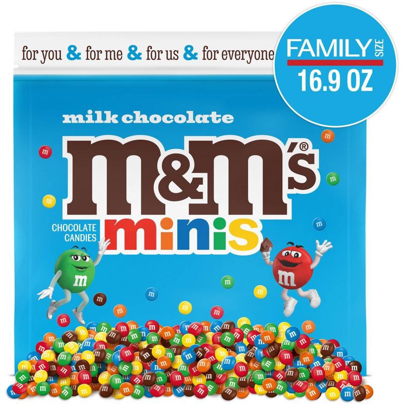 slide 1 of 8, M&M's Milk Chocolate Minis Candy - Family Size Candy Bag 16.9oz, 16.9 oz
