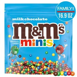 M&M's Milk Chocolate Minis Candy - Family Size Candy Bag 16.9oz