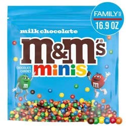 M&M's Milk Chocolate Minis Candy - Family Size Candy Bag 16.9oz