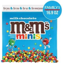 M&M's Milk Chocolate Minis Candy - Family Size Candy Bag 16.9oz