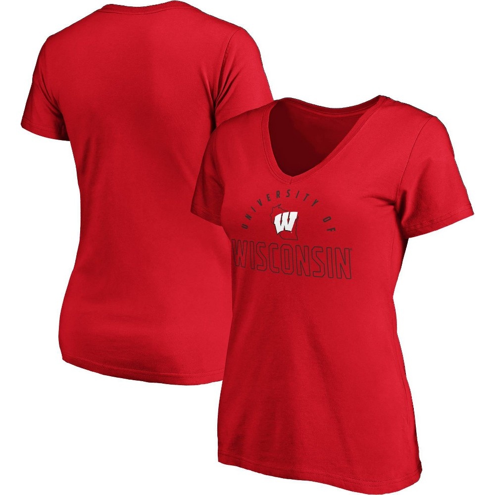 slide 3 of 3, NCAA Wisconsin Badgers Women's Short Sleeve V-Neck T-Shirt - XL, 1 ct