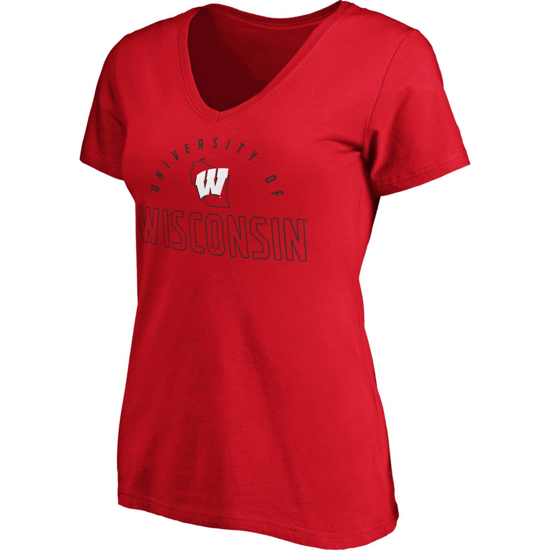 slide 1 of 3, NCAA Wisconsin Badgers Women's Short Sleeve V-Neck T-Shirt - XL, 1 ct