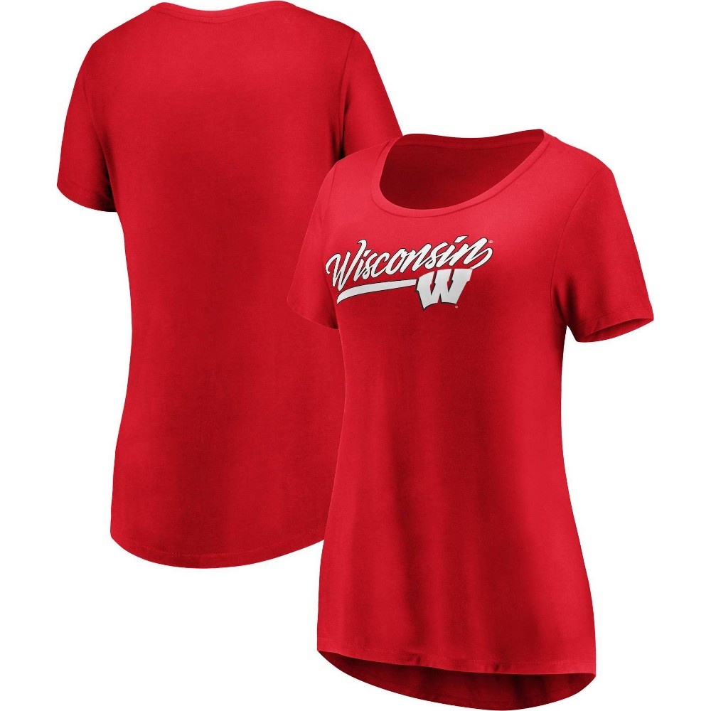 slide 3 of 3, NCAA Wisconsin Badgers Women's Short Sleeve Scoop Neck T-Shirt - XL, 1 ct