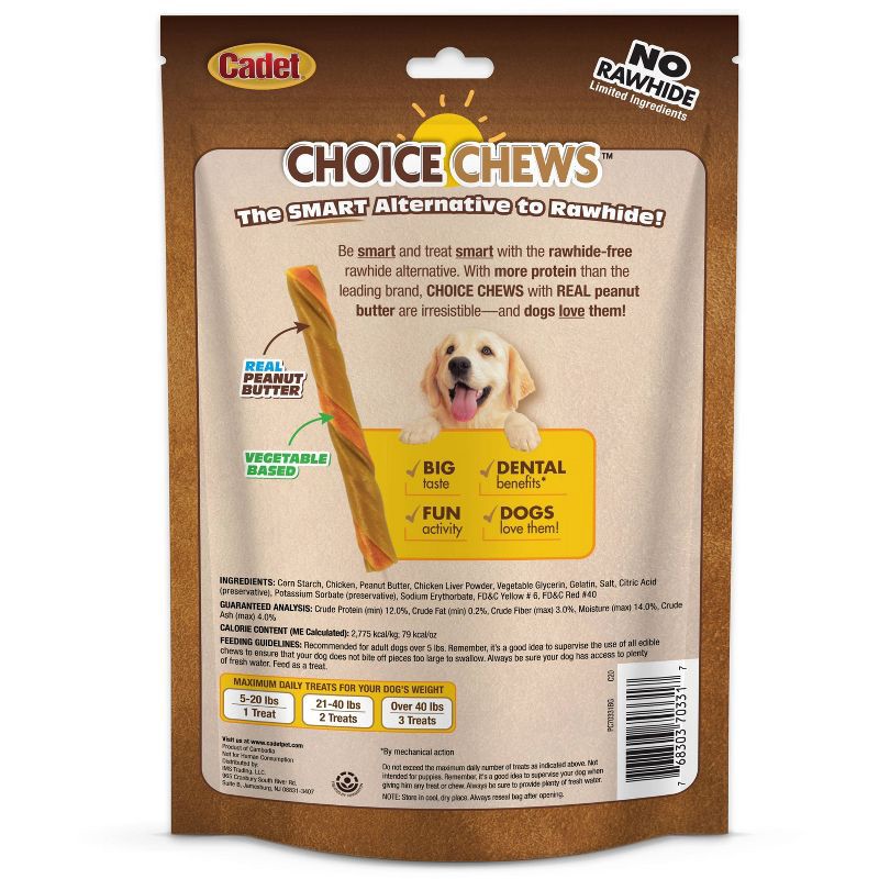 slide 2 of 6, Cadet Choice Chews Peanut Butter Twists Dog Treats - 15ct, 15 ct