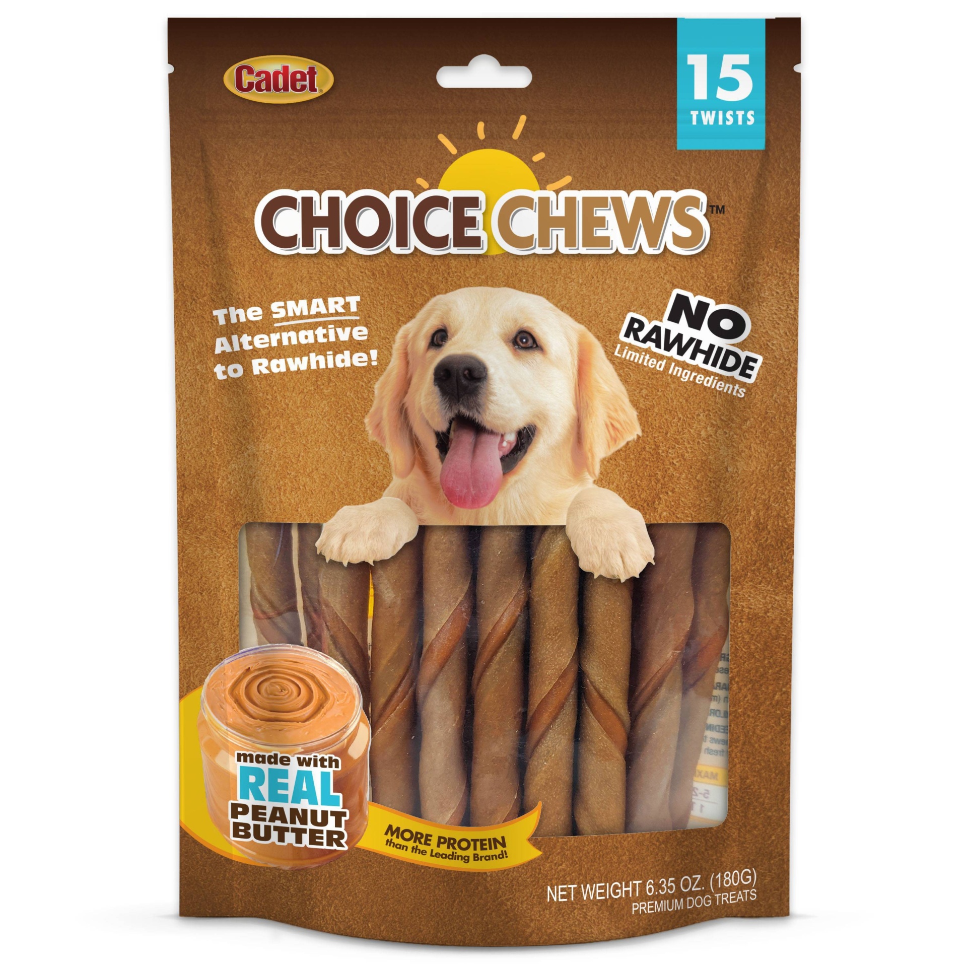 slide 1 of 4, Cadet Choice Chews Peanut Butter Twists Dog Treats - 15ct, 15 ct