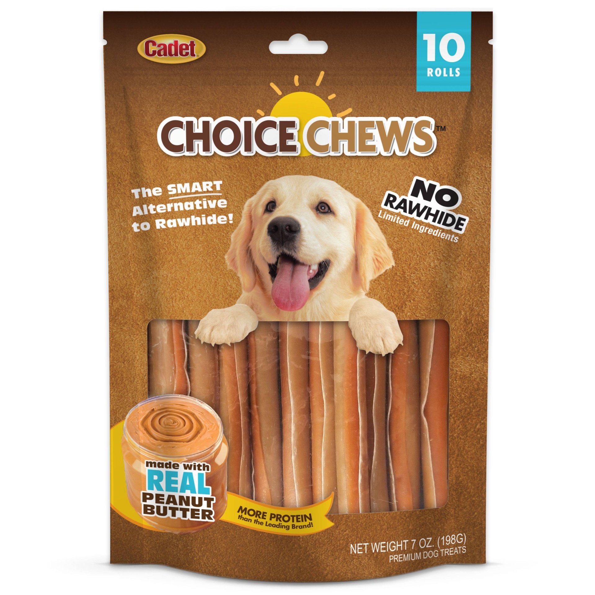 slide 1 of 2, Cadet Choice Chews Peanut Butter Rolls Dog Treats - 10ct, 10 ct