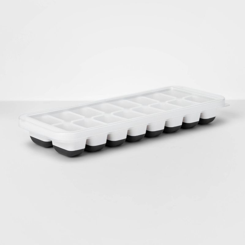 slide 2 of 3, Ice Cube Tray - Brightroom™: 16-Cavity, Dishwasher-Safe, Gray & White, Freezer Mold, 1 ct