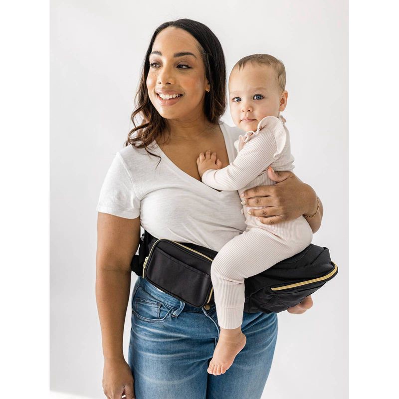 slide 10 of 16, Tushbaby Hip Seat Baby Carrier - Black/Gold, 1 ct