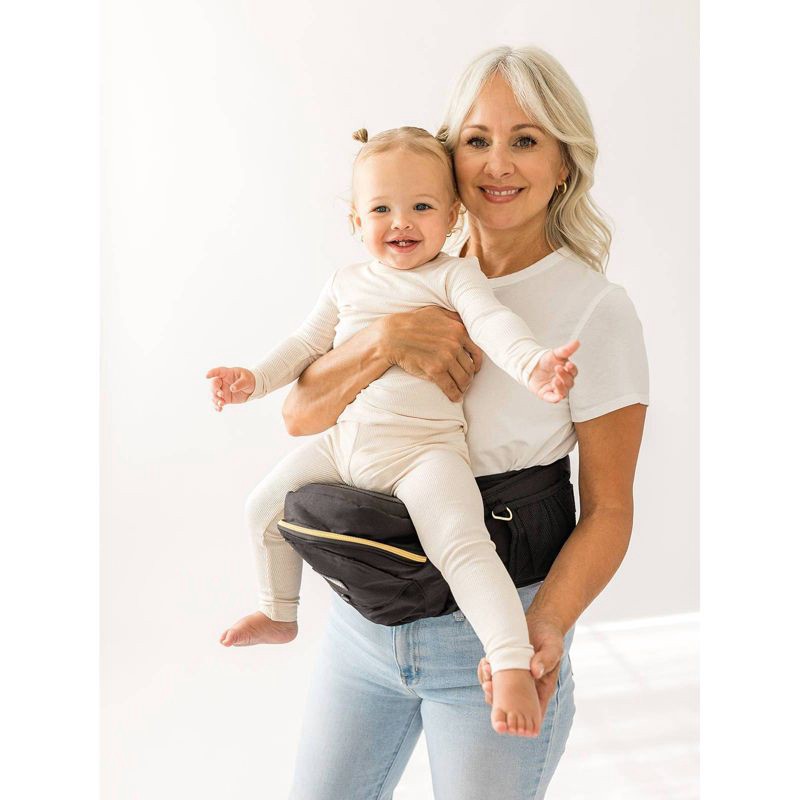 slide 13 of 16, Tushbaby Hip Seat Baby Carrier - Black/Gold, 1 ct