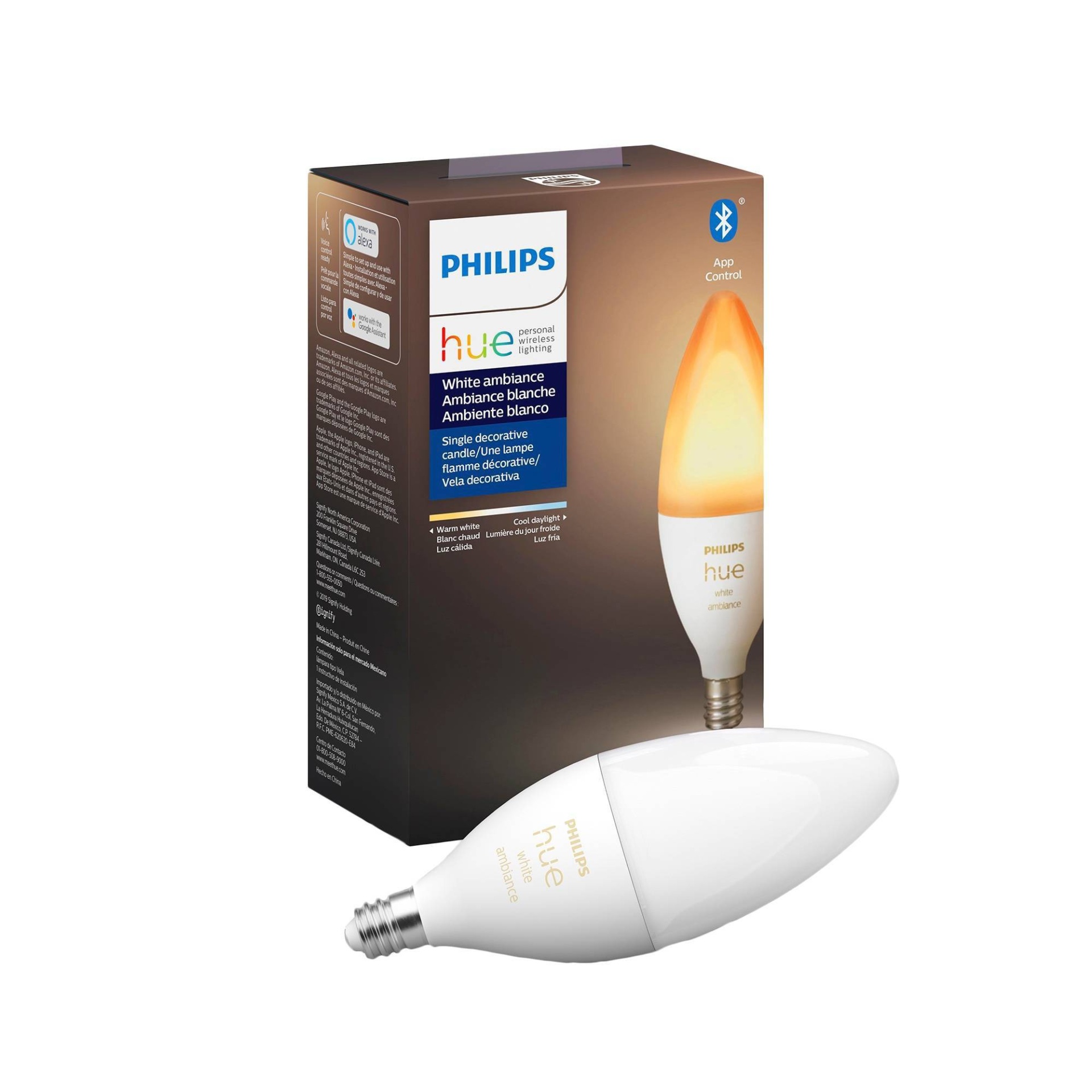 slide 1 of 5, Philips Hue Ambiance E12 Candle LED Bulb with Bluetooth White, 1 ct