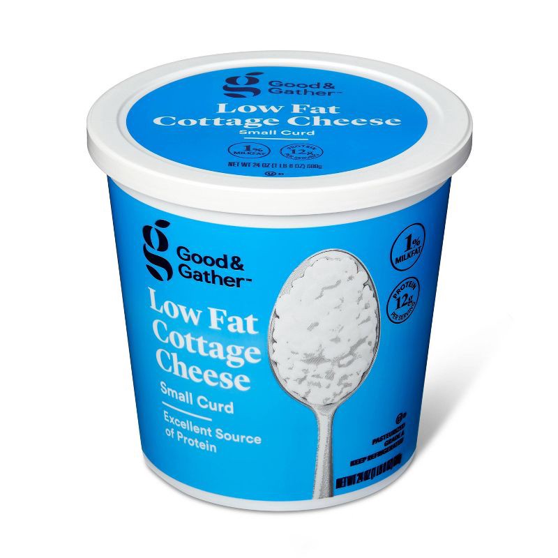 slide 2 of 3, 1% Milkfat Low fat Small Curd Cottage Cheese - 24oz - Good & Gather™, 24 oz