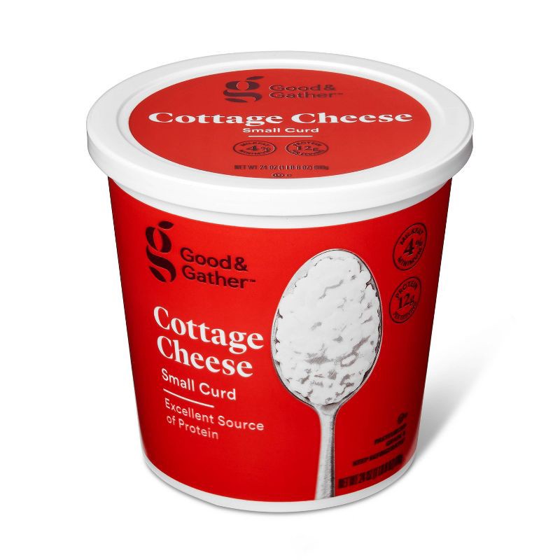 slide 2 of 3, 4% Milkfat Small Curd Cottage Cheese - 24oz - Good & Gather™, 24 oz