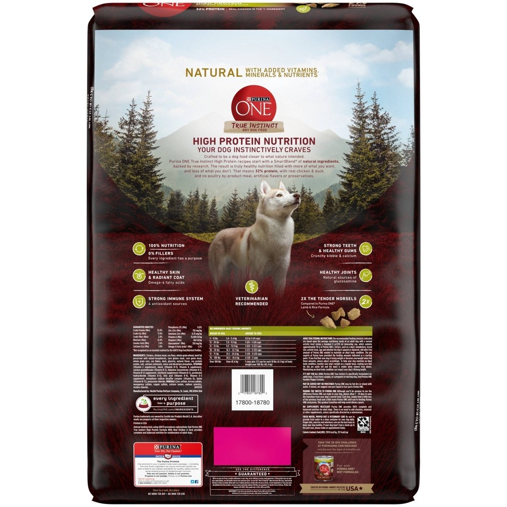 slide 5 of 7, Purina ONE True Instinct High Protein Chicken & Duck Adult Dry Dog Food - 27.5lbs, 27.5 lb