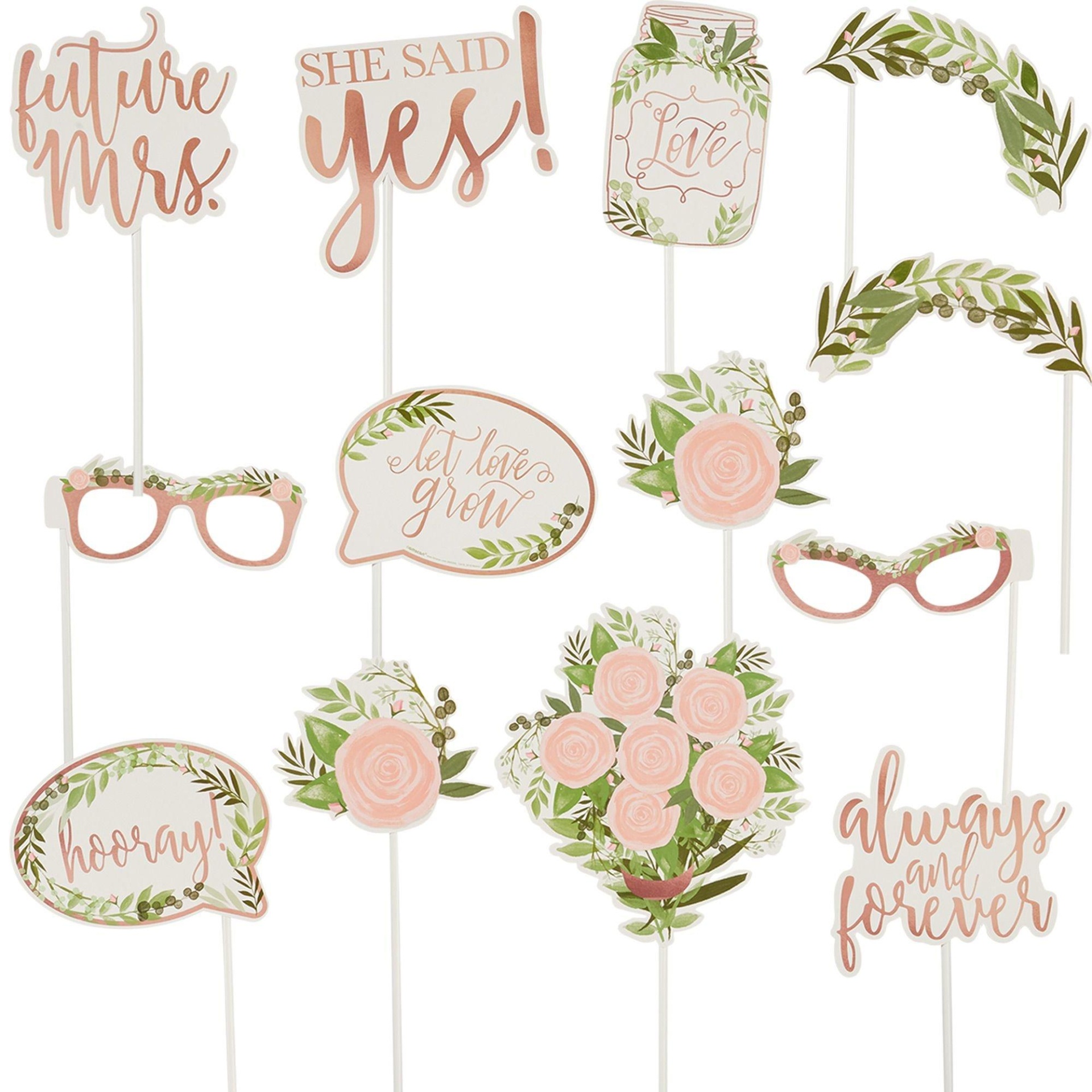slide 1 of 1, Party City Floral Greenery Photo Booth Props, 13 ct