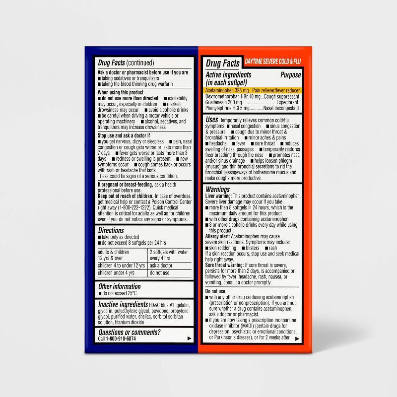 slide 3 of 6, Day/Night Cold & Flu Combo Severe Softgels - 24ct - up&up™, 24 ct