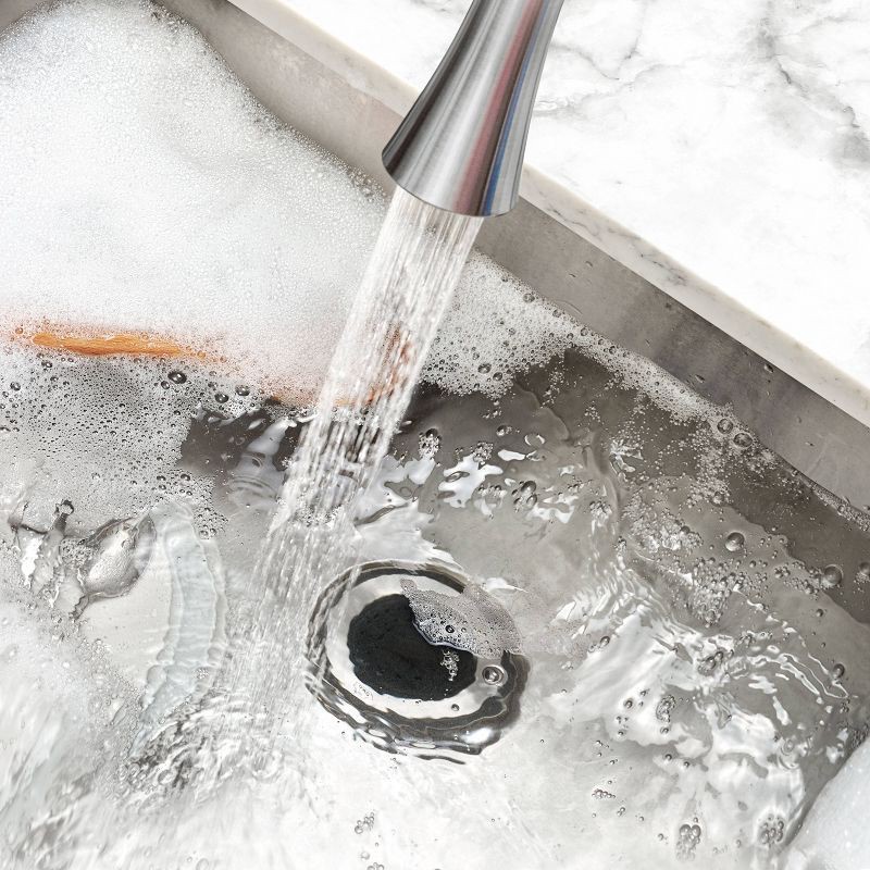 slide 6 of 6, OXO Sink Stopper: Stainless Steel & Silicone Kitchen Drain Plug, 4.5" Diameter, Lifetime Warranty, 1 ct