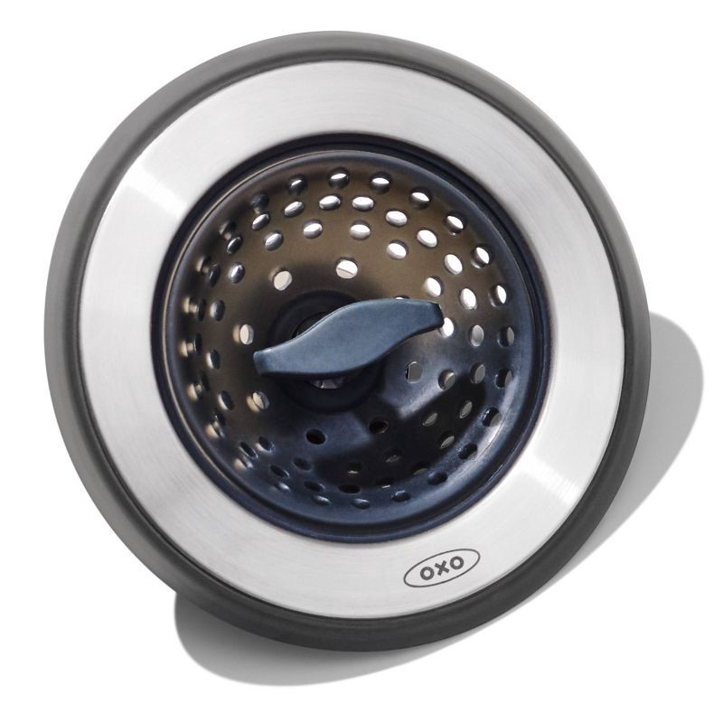 slide 1 of 6, OXO Sink Stopper: Stainless Steel & Silicone Kitchen Drain Plug, 4.5" Diameter, Lifetime Warranty, 1 ct