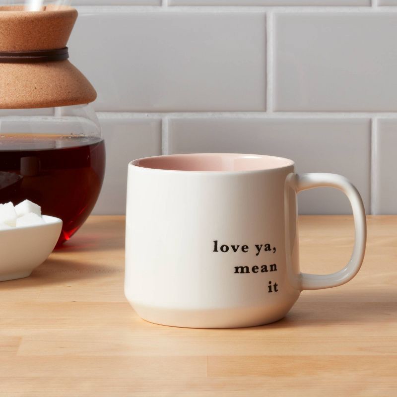 slide 2 of 3, 16oz Stoneware Love Ya Mean It Color Splash Mug - Threshold™: Coffee Mugs, Gifts for Mom, Best Friend Gifts, 16 oz