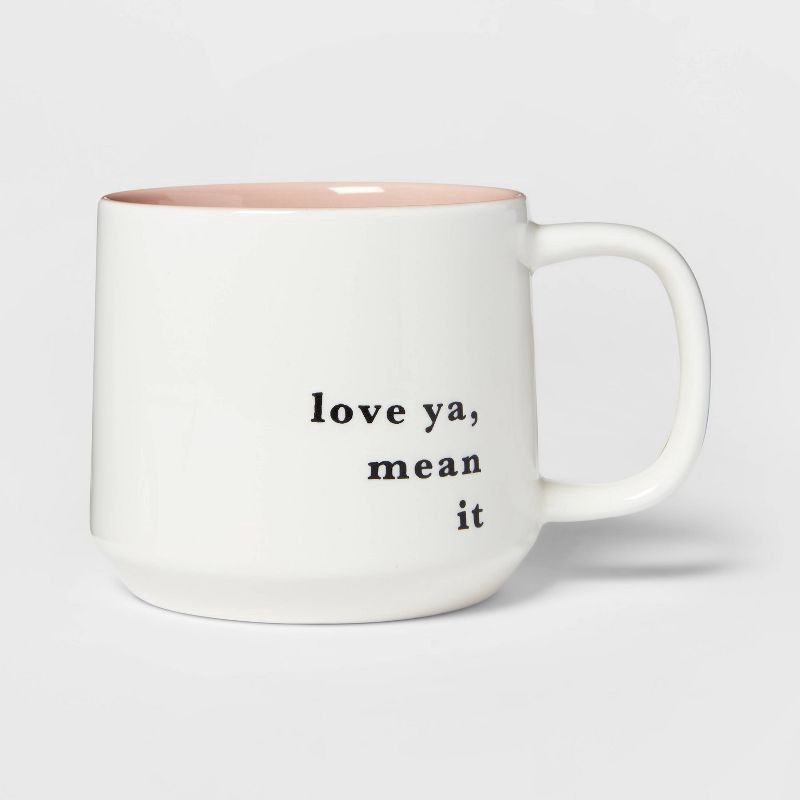 slide 1 of 3, 16oz Stoneware Love Ya Mean It Color Splash Mug - Threshold™: Coffee Mugs, Gifts for Mom, Best Friend Gifts, 16 oz