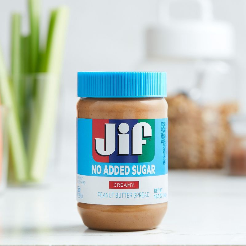 slide 3 of 6, Jif No Added Sugar Creamy Peanut Butter Spread - 15.5oz, 15.5 oz