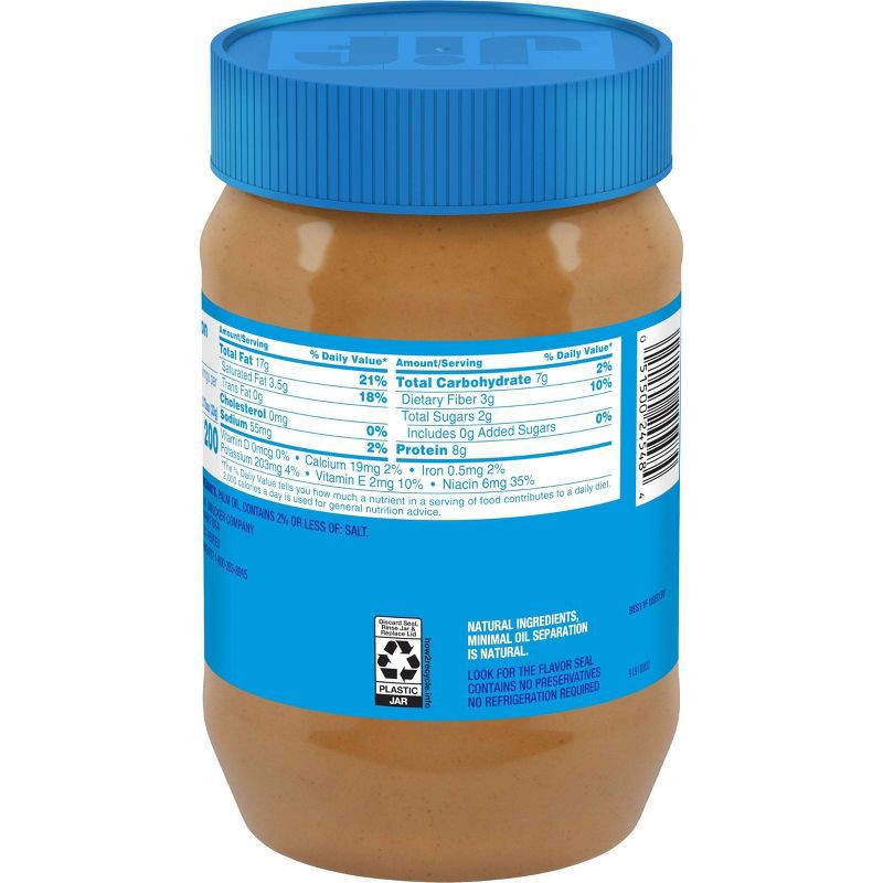 slide 2 of 6, Jif No Added Sugar Creamy Peanut Butter Spread - 33.5oz, 33.5 oz