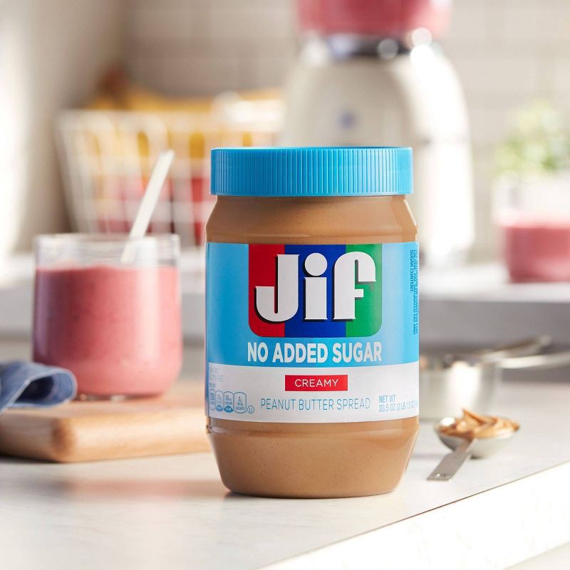 slide 6 of 6, Jif No Added Sugar Creamy Peanut Butter Spread - 33.5oz, 33.5 oz
