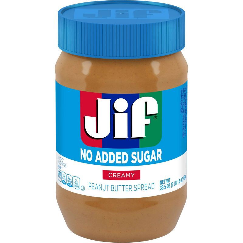 slide 1 of 6, Jif No Added Sugar Creamy Peanut Butter Spread - 33.5oz, 33.5 oz