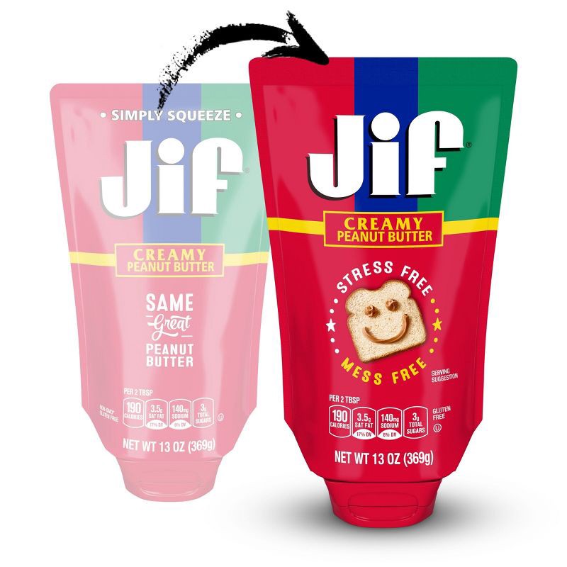 slide 2 of 6, Jif Squeeze Creamy Peanut Butter - 13oz, 13 oz