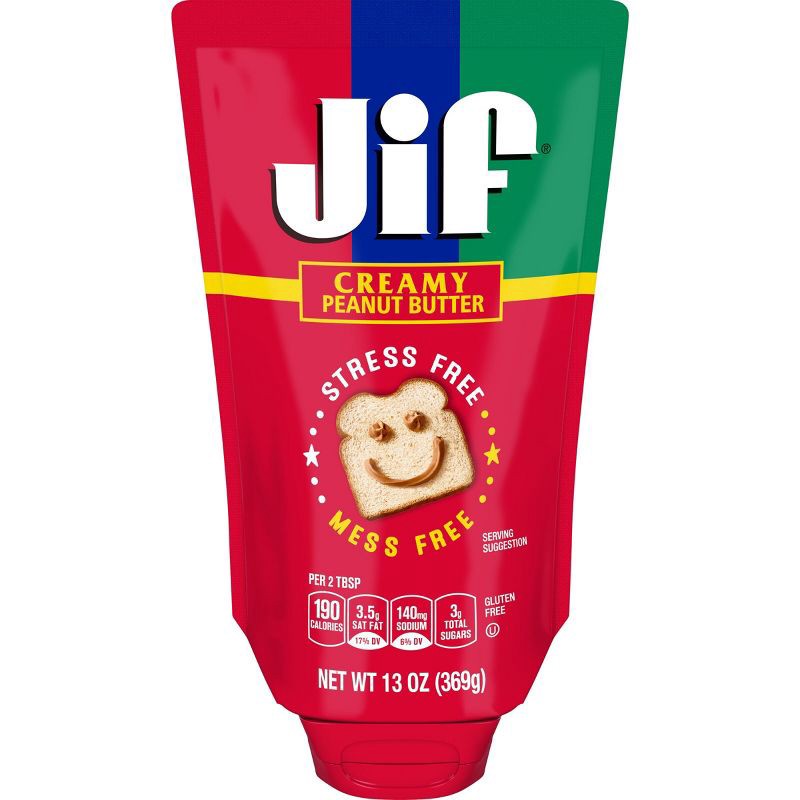 slide 1 of 6, Jif Squeeze Creamy Peanut Butter - 13oz, 13 oz