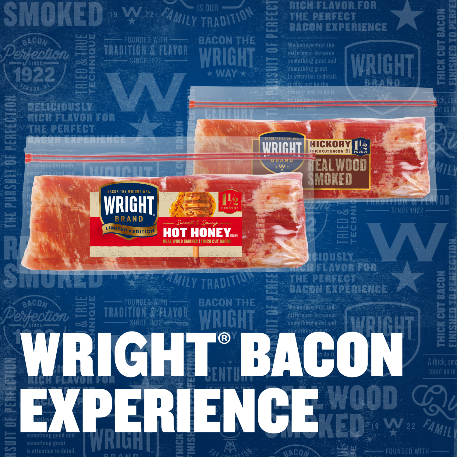 slide 5 of 8, Wright Brand Limited Edition Hot Honey Flavored Real Wood Smoked Thick Cut Bacon, 1.5 lb, 24 oz