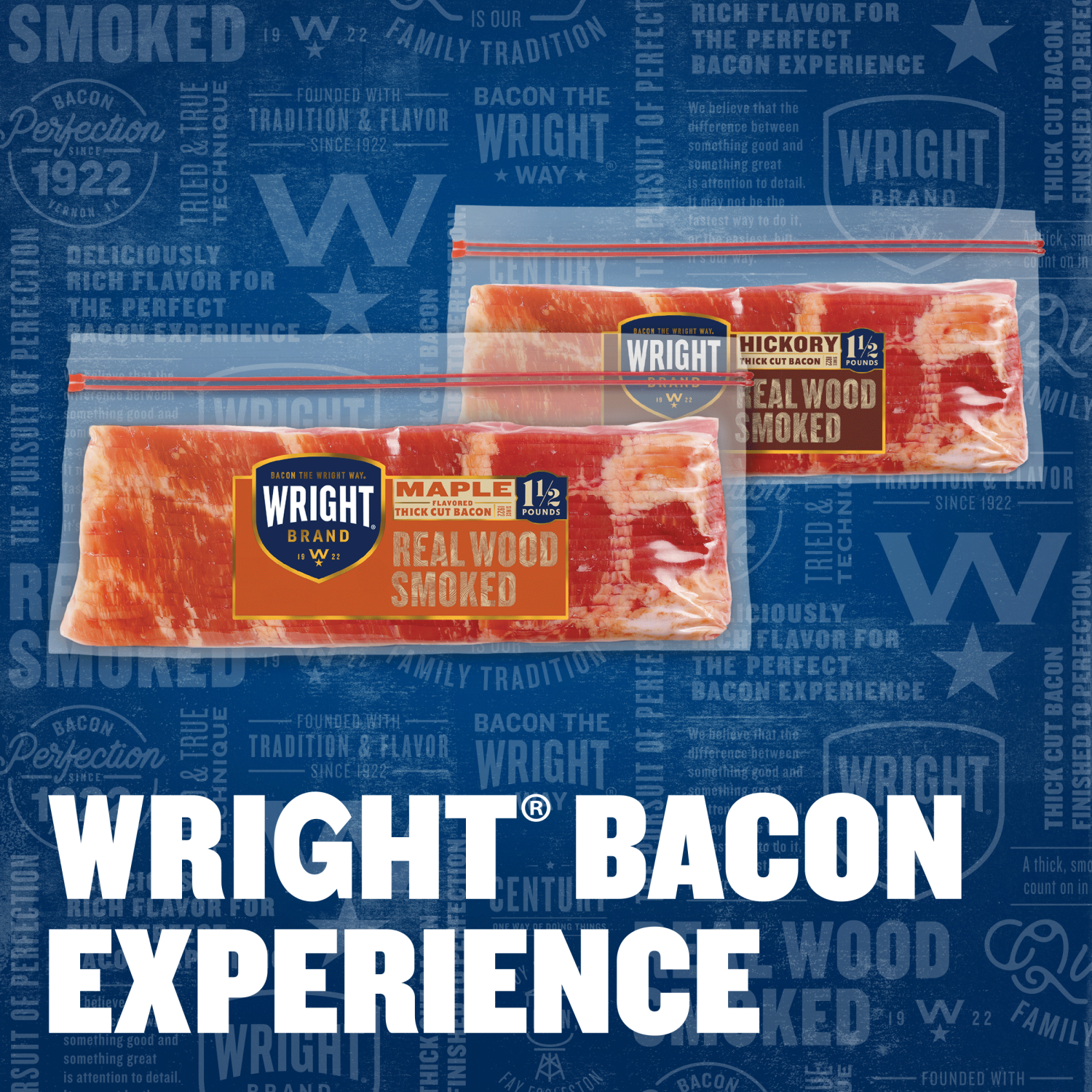 slide 3 of 5, Wright Brand Maple Flavored Real Wood Smoked Thick Cut Bacon, 24 oz Stack Pack, 24 oz