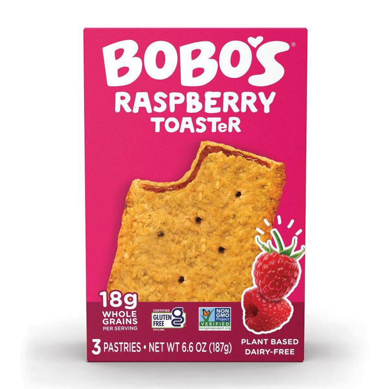 slide 1 of 1, Bobo's Oat Bars Bobo's Gluten Free Raspberry Toaster Pastries 3ct - 6.6oz, 3 ct; 6.6 oz