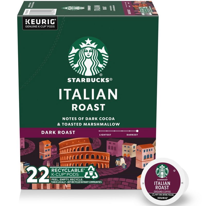 slide 1 of 8, Starbucks Keurig Italian Roast Dark Roast Coffee Pods - 22 K-Cups, 1 ct