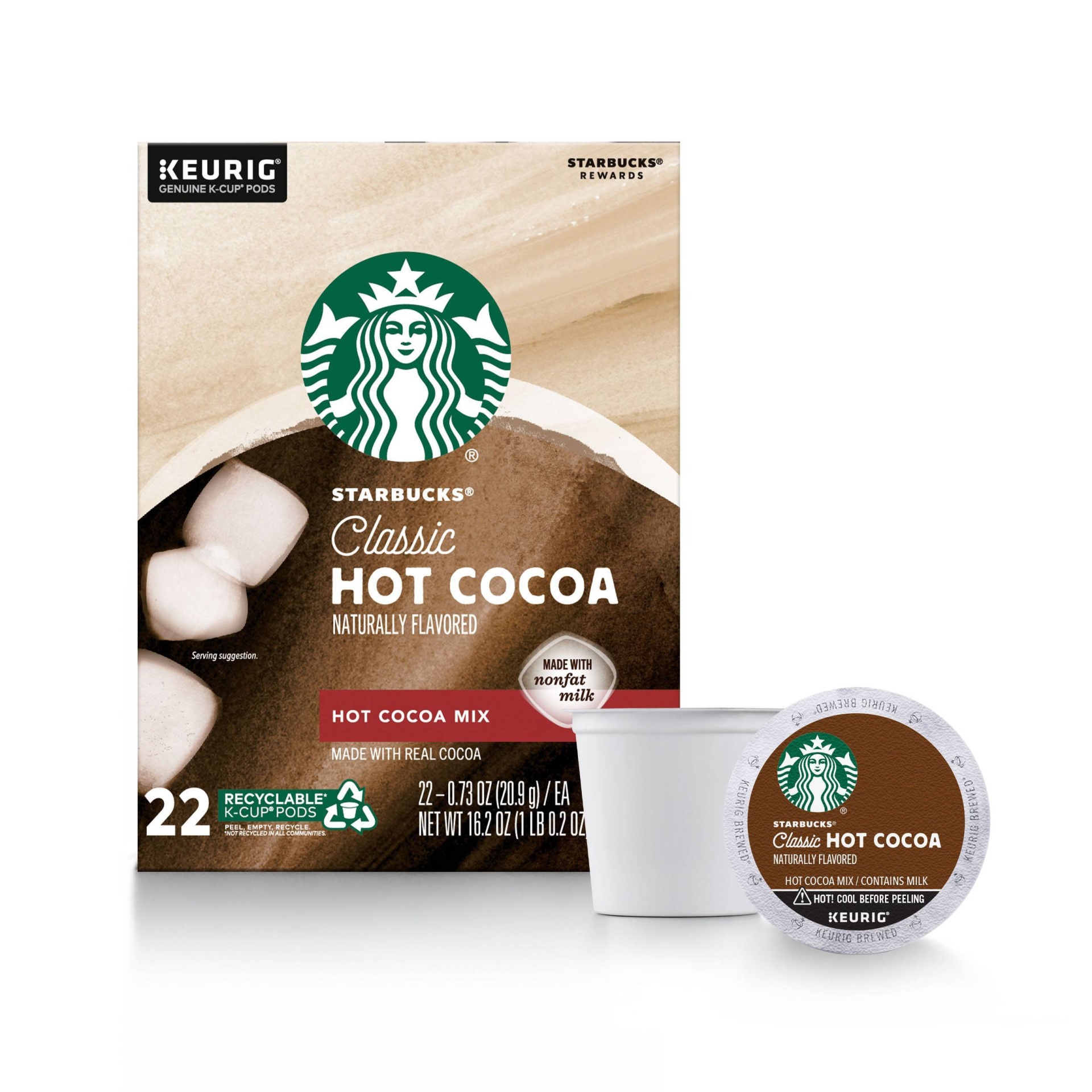 slide 1 of 3, Starbucks Keurig K-Cup Classic Hot Cocoa, 22 ct, 16.2 oz