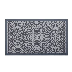34" x 20" Vintage Print Comfort Kitchen Rug Gray - Threshold