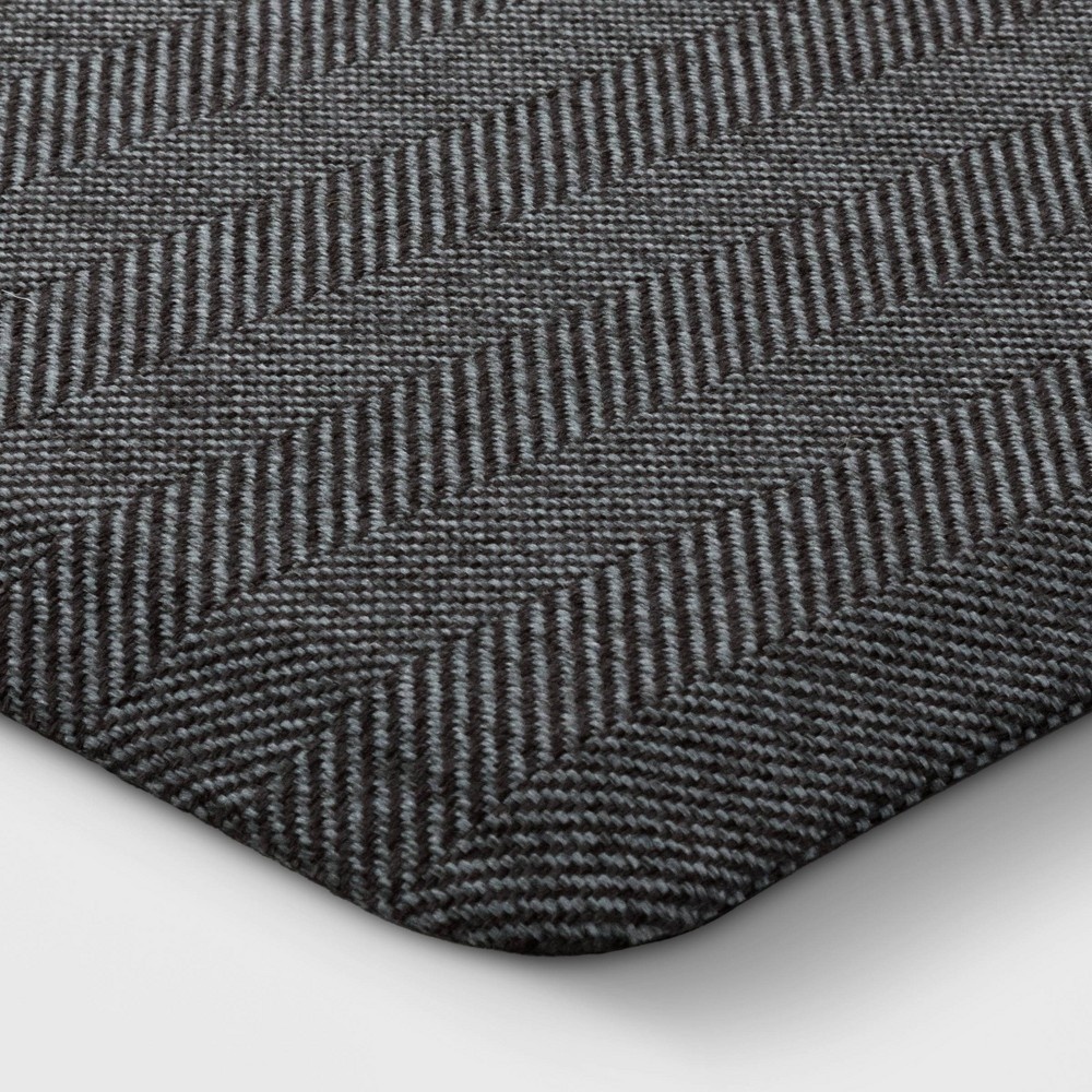 slide 3 of 4, 36" x 20" Herringbone Comfort Kitchen Rug Gray - Threshold, 1 ct