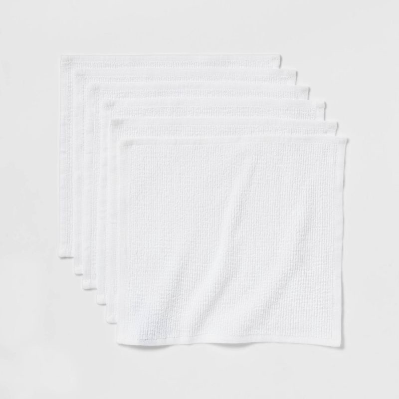 slide 3 of 3, 6pk Cotton Dishcloths White - Room Essentials™: Kitchen & Cleaning Towels, Machine Washable, Terry Construction, 6 ct