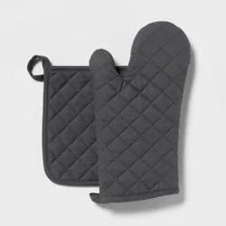 2pc Cotton Pot Holder and Oven Mitt Set Gray - Made By Design