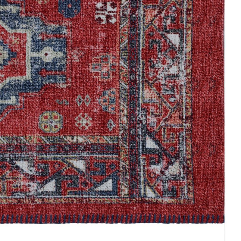 slide 2 of 4, 60" x 22" Vintage Persian Medallion Kitchen Runner Rug Red - Threshold™: Traditional Oriental Flat Pile, Fade-Resistant, 1 ct