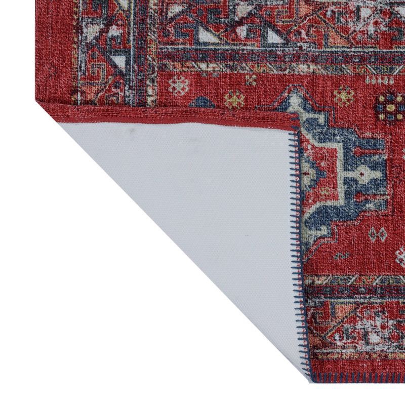 slide 3 of 4, 60" x 22" Vintage Persian Medallion Kitchen Runner Rug Red - Threshold™: Traditional Oriental Flat Pile, Fade-Resistant, 1 ct