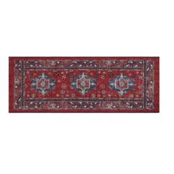60" x 22" Vintage Persian Medallion Kitchen Runner Rug Red - Threshold™: Traditional Oriental Flat Pile, Fade-Resistant